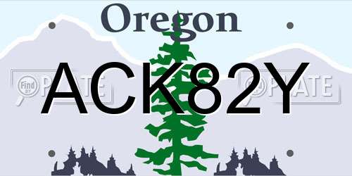 ACK82Y Oregon License Plate