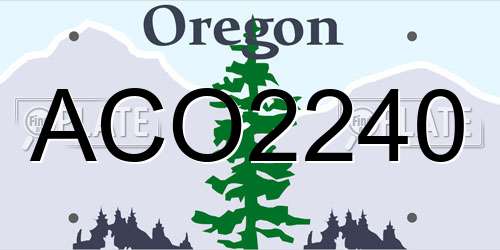 ACO2240 Oregon License Plate