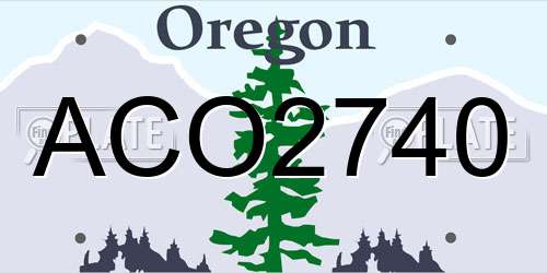 ACO2740 Oregon License Plate