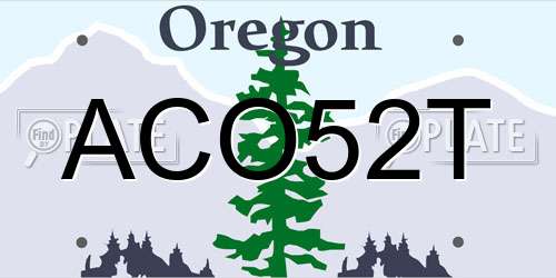 ACO52T Oregon License Plate
