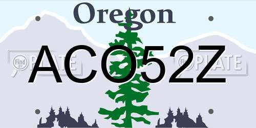 ACO52Z Oregon License Plate