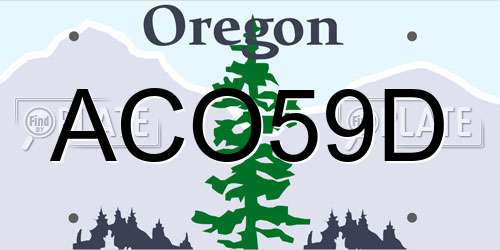 ACO59D Oregon License Plate