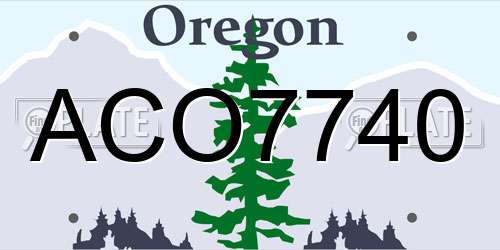 ACO7740 Oregon License Plate