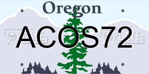 ACOS72 Oregon License Plate