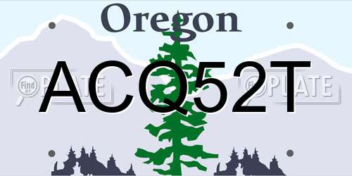 ACQ52T Oregon License Plate