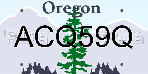 ACQ59Q Oregon License Plate