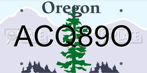 ACQ89O Oregon License Plate