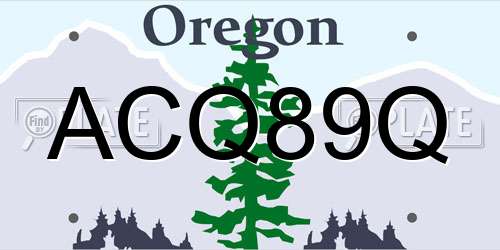 ACQ89Q Oregon License Plate