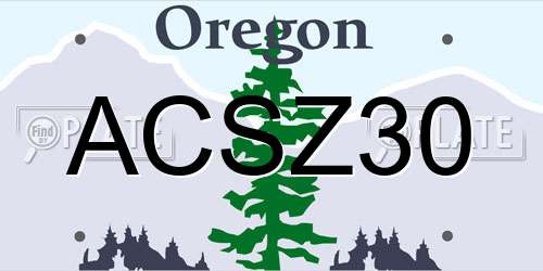 ACSZ30 Oregon License Plate