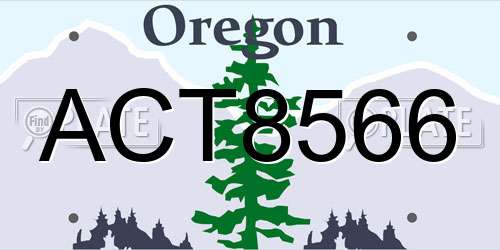 ACT8566 Oregon License Plate