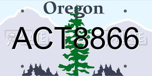 ACT8866 Oregon License Plate