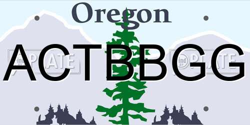 ACTBBGG Oregon License Plate