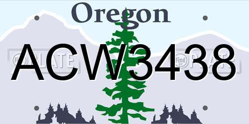 ACW3438 Oregon License Plate