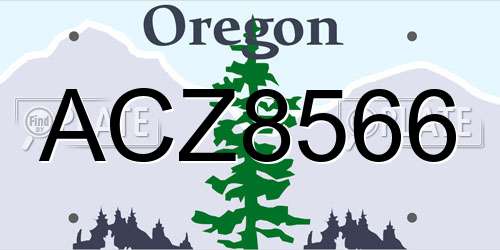 ACZ8566 Oregon License Plate