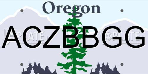ACZBBGG Oregon License Plate