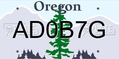 AD0B7G Oregon License Plate