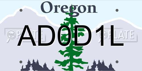 AD0D1L Oregon License Plate