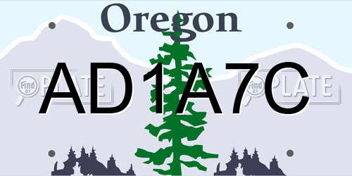AD1A7C Oregon License Plate