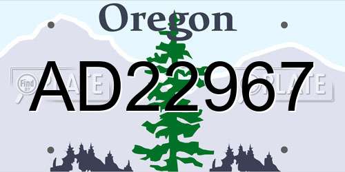 AD22967 Oregon License Plate