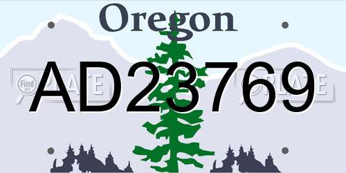 AD23769 Oregon License Plate