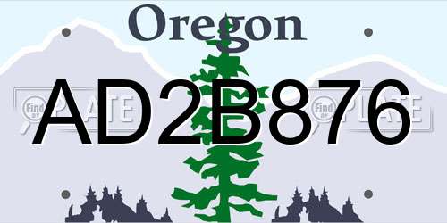 AD2B876 Oregon License Plate