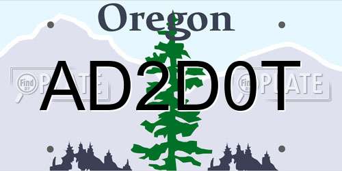 AD2D0T Oregon License Plate