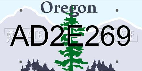 AD2E269 Oregon License Plate