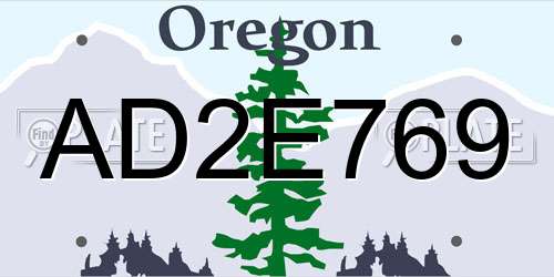 AD2E769 Oregon License Plate
