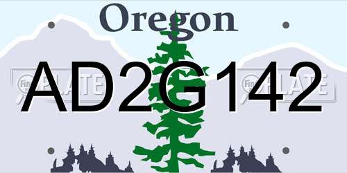 AD2G142 Oregon License Plate