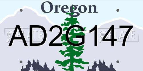 AD2G147 Oregon License Plate