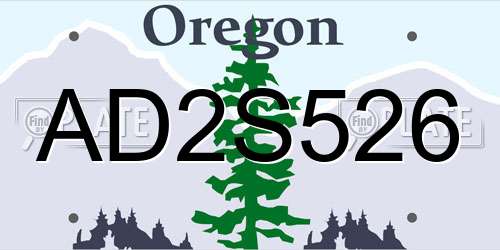 AD2S526 Oregon License Plate