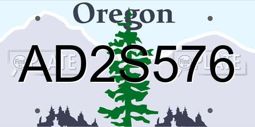 AD2S576 Oregon License Plate