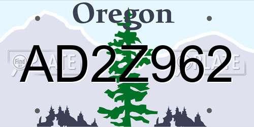 AD2Z962 Oregon License Plate