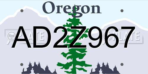 AD2Z967 Oregon License Plate