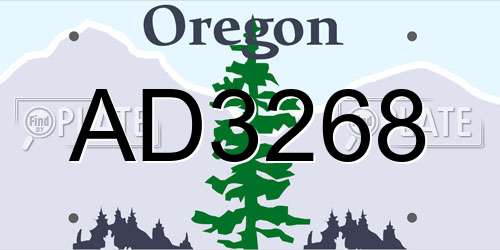 AD3268 Oregon License Plate
