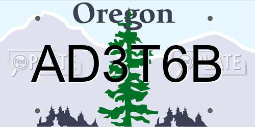 AD3T6B Oregon License Plate