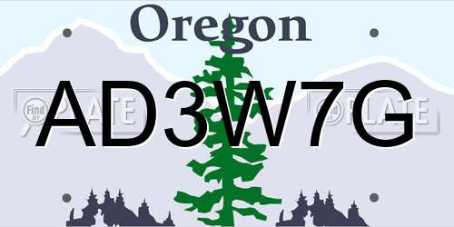 AD3W7G Oregon License Plate