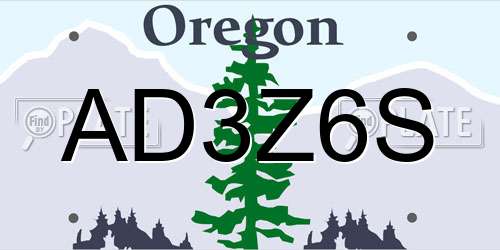AD3Z6S Oregon License Plate