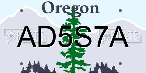 AD5S7A Oregon License Plate