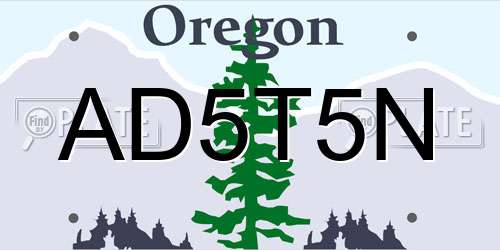 AD5T5N Oregon License Plate