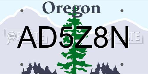 AD5Z8N Oregon License Plate