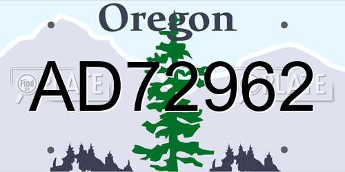 AD72962 Oregon License Plate