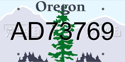 AD73769 Oregon License Plate