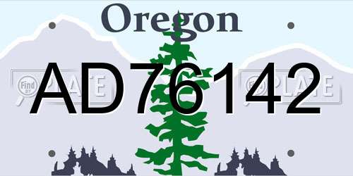 AD76142 Oregon License Plate