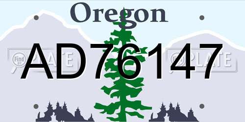 AD76147 Oregon License Plate