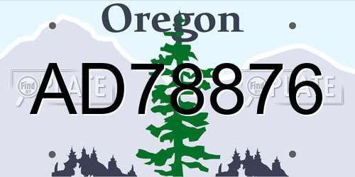 AD78876 Oregon License Plate