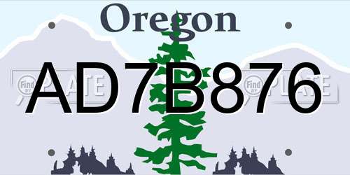 AD7B876 Oregon License Plate