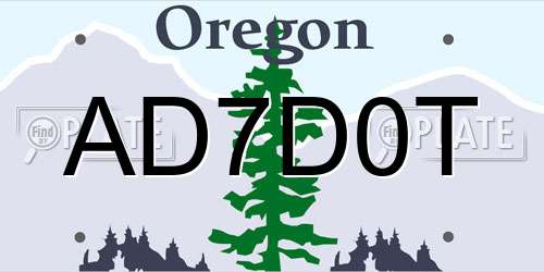 AD7D0T Oregon License Plate