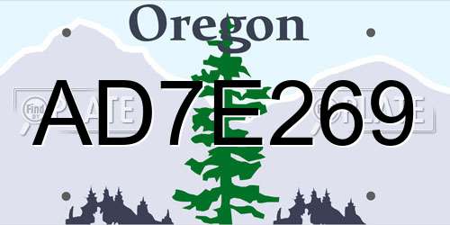 AD7E269 Oregon License Plate