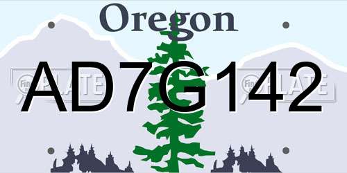 AD7G142 Oregon License Plate